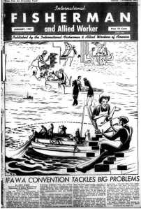 A 1947 issue of the IFAWA's monthly newspaper. The cover story stresses the importance of the seafood industry for both workers and consumers.