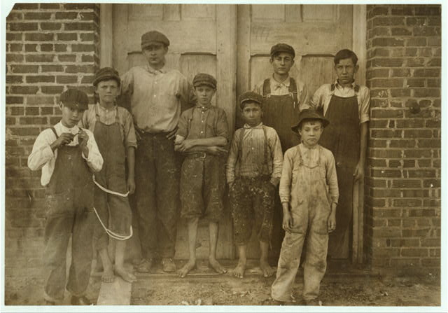 Children at the Liberty Cotton Mill, Clayton, N.C., 1912. Photo by Lewis Hine. Courtesy, Library of Congress, Prints and Photographs Division