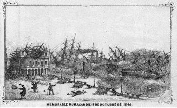 The 1846 hurricane was one of the hemisphere's most powerful tropical cyclones in the 19th century. Though the storm transformed many communities and whole ecosystems on the N.C. coast, the worst damage and loss of life was in Cuba. From "Mapa Historico Pintoresco Moderno de la Isla de Cuba" (Hamburg: 1853).